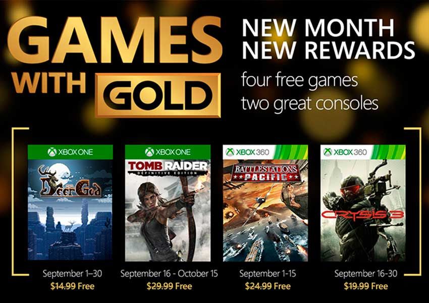 Tomb Raider y Crysis 3 entre los juegos Games with Gold de septiembre