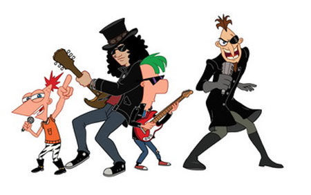 Slash en la banda sonora de Phineas y Ferb: A través de la Segunda Dimensión